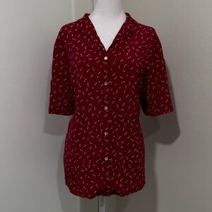 August Max Burgundy Floral Button Down Shirt